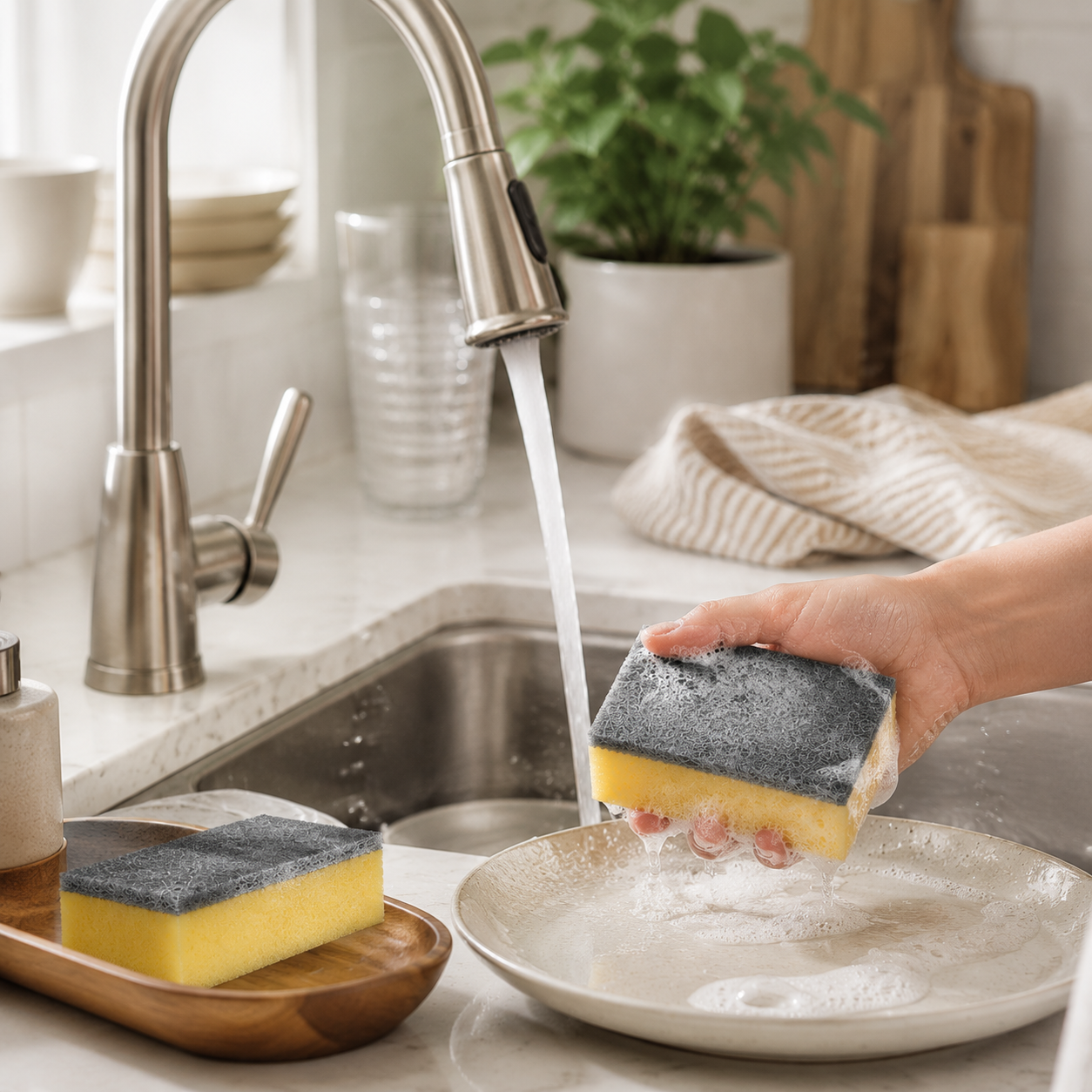 Dual-Sided Kitchen Cleaning Sponge – Heavy Duty Scrub & Absorbent Dish Sponge for Cookware, Sink & Countertops