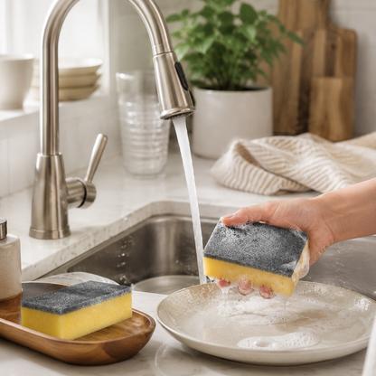 Dual-Sided Kitchen Cleaning Sponge – Heavy Duty Scrub & Absorbent Dish Sponge for Cookware, Sink & Countertops