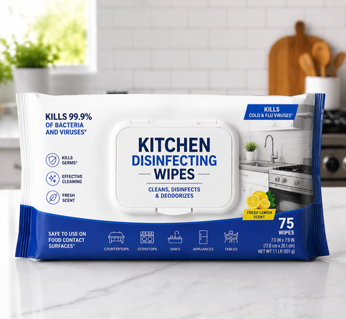 Kitchen Disinfecting Wipes – 75 Count, Lemon Scent