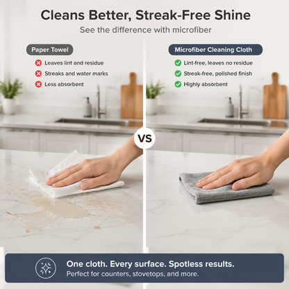 Microfiber Cleaning Cloth – Lint Free, Streak Free, Reusable Multi-Surface Kitchen & Home Cleaner