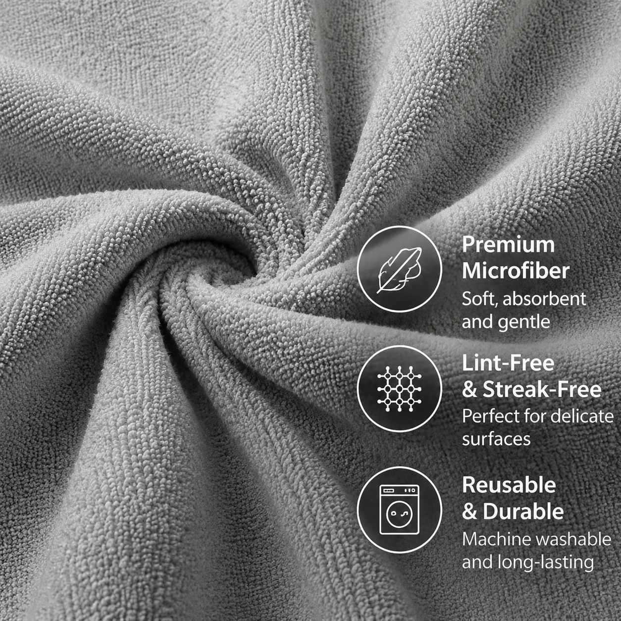 Microfiber Cleaning Cloth – Lint Free, Streak Free, Reusable Multi-Surface Kitchen & Home Cleaner