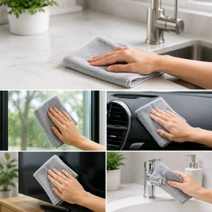 Microfiber Cleaning Cloth – Lint Free, Streak Free, Reusable Multi-Surface Kitchen & Home Cleaner