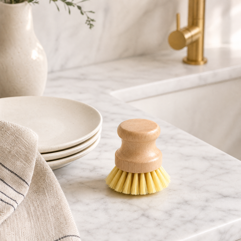 Wooden Handle Kitchen Scrub Brush – Heavy Duty Cleaning Brush for Pots, Pans & Surfaces