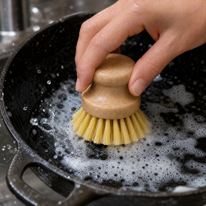Wooden Handle Kitchen Scrub Brush – Heavy Duty Cleaning Brush for Pots, Pans & Surfaces