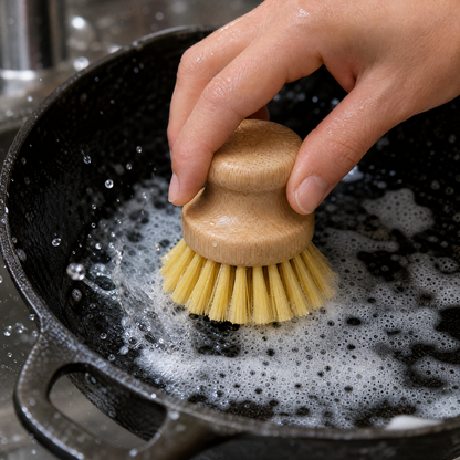 Wooden Handle Kitchen Scrub Brush – Heavy Duty Cleaning Brush for Pots, Pans & Surfaces