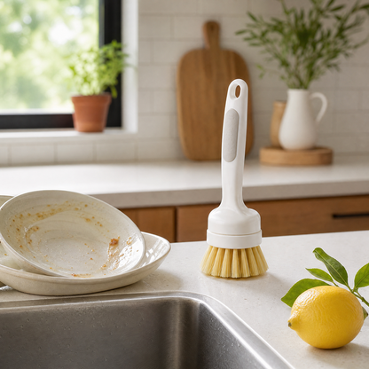 Long Handle Kitchen Scrub Brush – Heavy Duty Cleaning Brush for Pots, Pans & Hard-to-Reach Areas