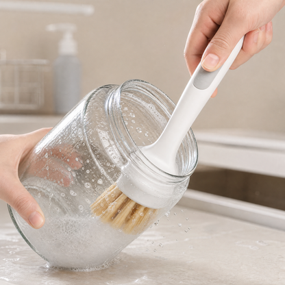 Long Handle Kitchen Scrub Brush – Heavy Duty Cleaning Brush for Pots, Pans & Hard-to-Reach Areas