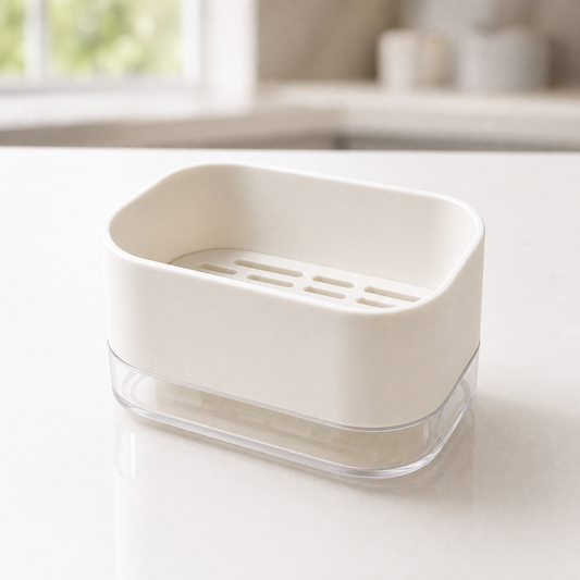 Dual Layer Soap & Dish Draining Rack – Sink Organizer with Removable Drain Tray for Kitchen & Bathroom