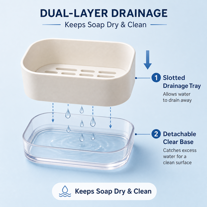Dual Layer Soap & Dish Draining Rack – Sink Organizer with Removable Drain Tray for Kitchen & Bathroom