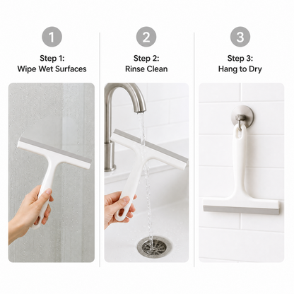 Shower Glass & Window Squeegee Cleaner – Streak-Free Water Wiper for Bathroom & Kitchen Surfaces