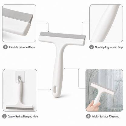 Shower Glass & Window Squeegee Cleaner – Streak-Free Water Wiper for Bathroom & Kitchen Surfaces