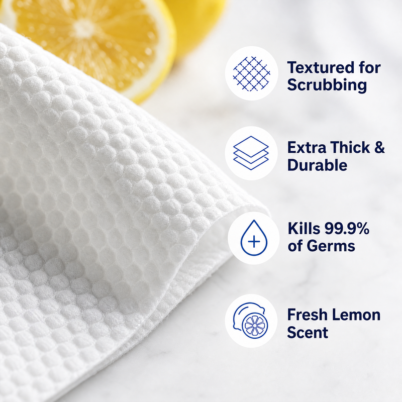 Kitchen Disinfecting Wipes – 75 Count, Lemon Scent