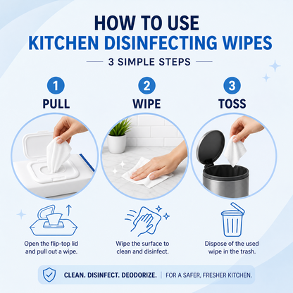 Kitchen Disinfecting Wipes – 75 Count, Lemon Scent